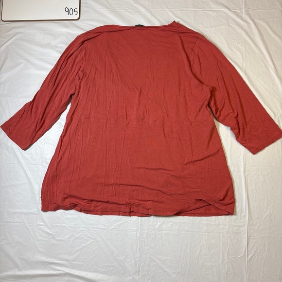J. Jill Wearever Terracotta Red Faux Wrap V-Neck 3/4 Sleeve Top 2X Y2K Babydoll - Picture 4 of 8